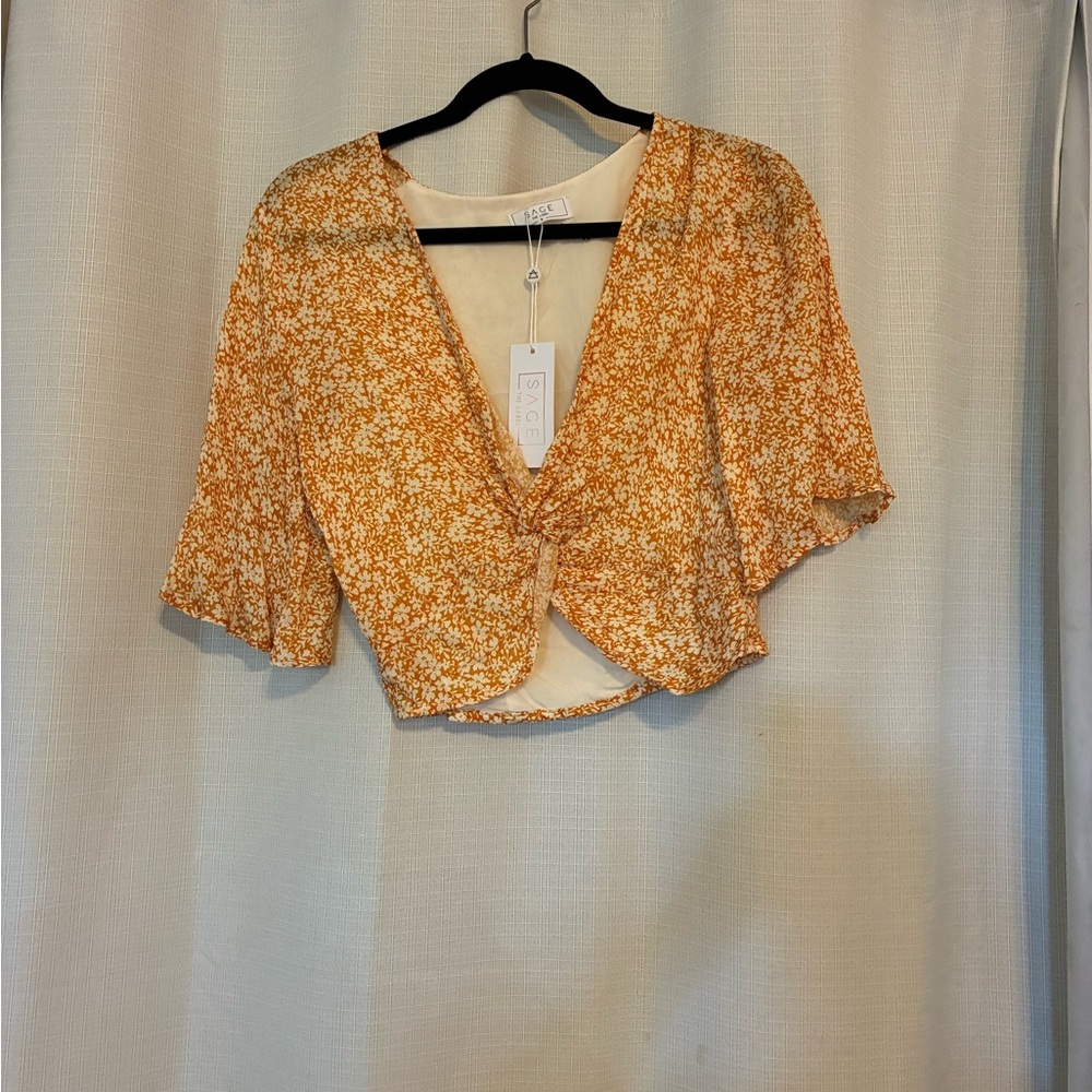 Sage Floral Mustard Blouse